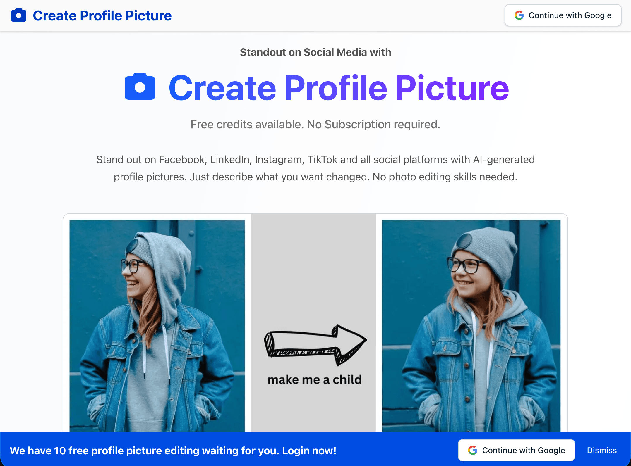 Create Profile Pic Interface