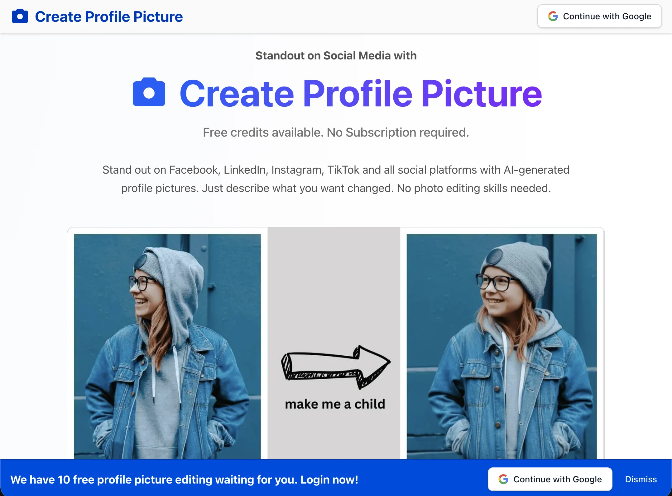 Create Profile Pic Interface